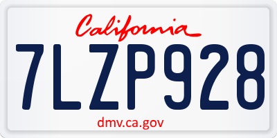 CA license plate 7LZP928