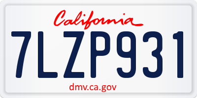 CA license plate 7LZP931