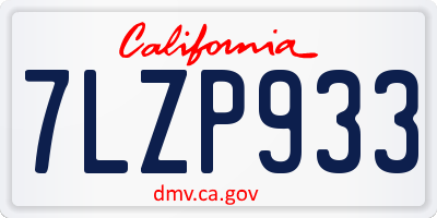 CA license plate 7LZP933