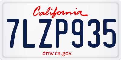 CA license plate 7LZP935