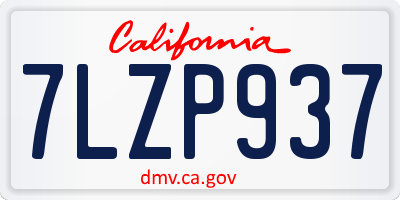 CA license plate 7LZP937