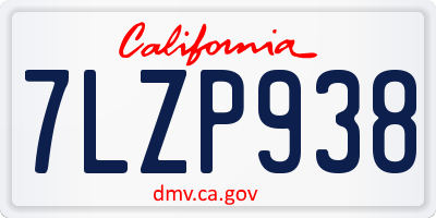 CA license plate 7LZP938