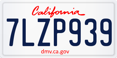 CA license plate 7LZP939
