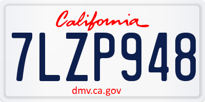 CA license plate 7LZP948