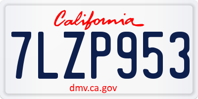 CA license plate 7LZP953