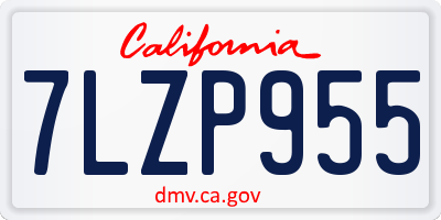 CA license plate 7LZP955