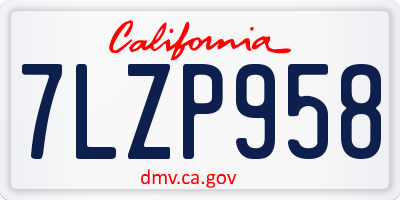CA license plate 7LZP958