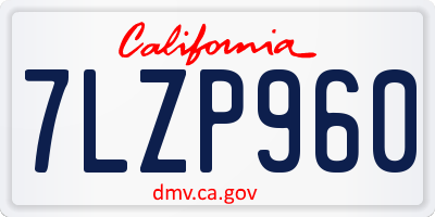 CA license plate 7LZP960