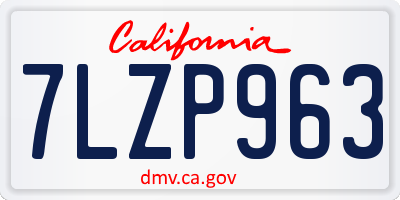 CA license plate 7LZP963