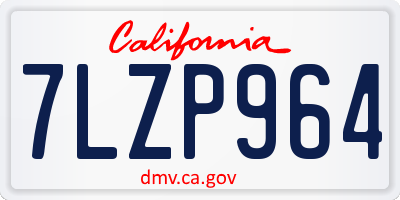 CA license plate 7LZP964