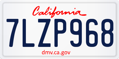 CA license plate 7LZP968