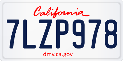 CA license plate 7LZP978