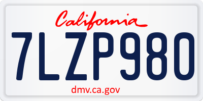 CA license plate 7LZP980
