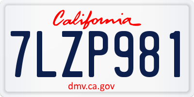 CA license plate 7LZP981