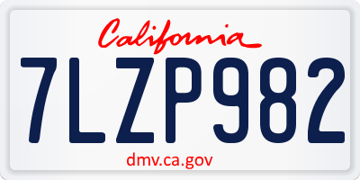 CA license plate 7LZP982