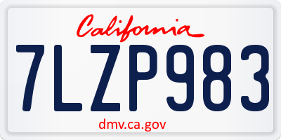 CA license plate 7LZP983