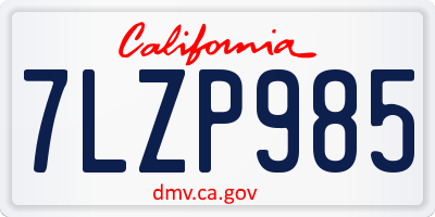 CA license plate 7LZP985