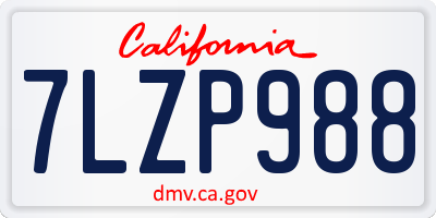 CA license plate 7LZP988