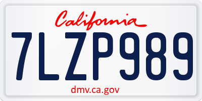 CA license plate 7LZP989