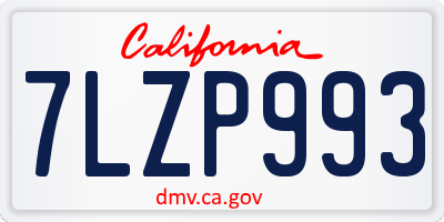 CA license plate 7LZP993
