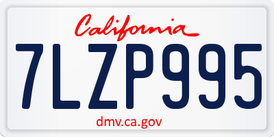 CA license plate 7LZP995