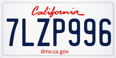 CA license plate 7LZP996