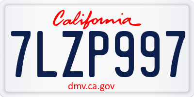 CA license plate 7LZP997