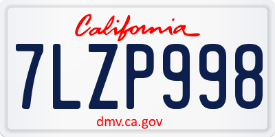CA license plate 7LZP998