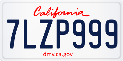 CA license plate 7LZP999