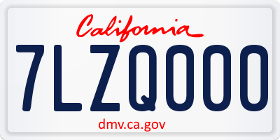 CA license plate 7LZQ000