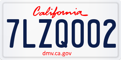 CA license plate 7LZQ002