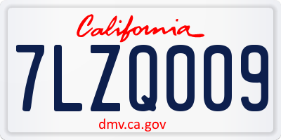 CA license plate 7LZQ009