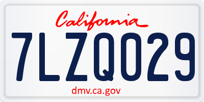CA license plate 7LZQ029