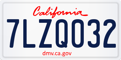 CA license plate 7LZQ032
