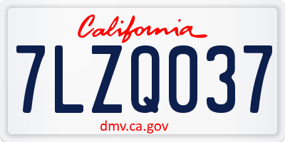 CA license plate 7LZQ037