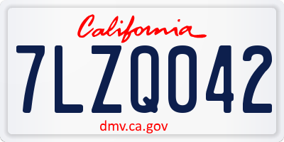 CA license plate 7LZQ042