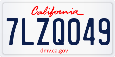 CA license plate 7LZQ049