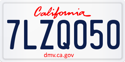 CA license plate 7LZQ050