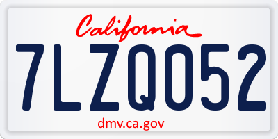 CA license plate 7LZQ052