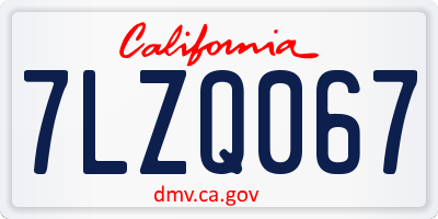 CA license plate 7LZQ067