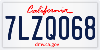 CA license plate 7LZQ068