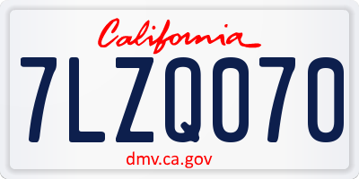 CA license plate 7LZQ070