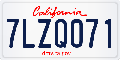 CA license plate 7LZQ071