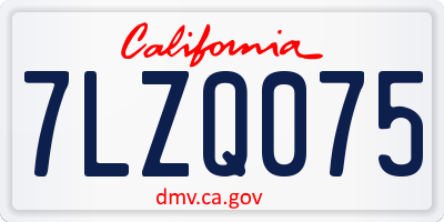 CA license plate 7LZQ075