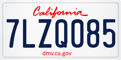 CA license plate 7LZQ085
