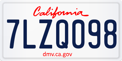 CA license plate 7LZQ098
