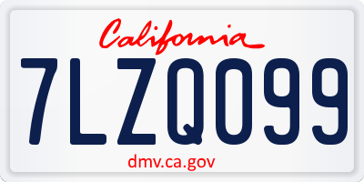 CA license plate 7LZQ099