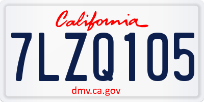 CA license plate 7LZQ105