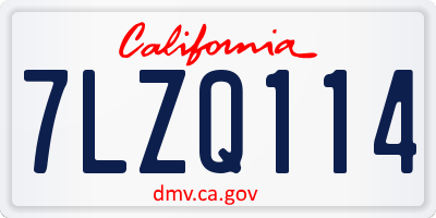 CA license plate 7LZQ114