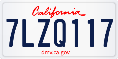 CA license plate 7LZQ117